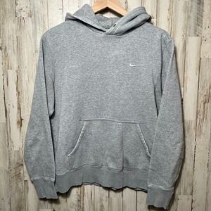 Vintage Y2k Gray Nike Hoodie Sweatshirt‎ Embroidered Swoosh Faded Mens Medium